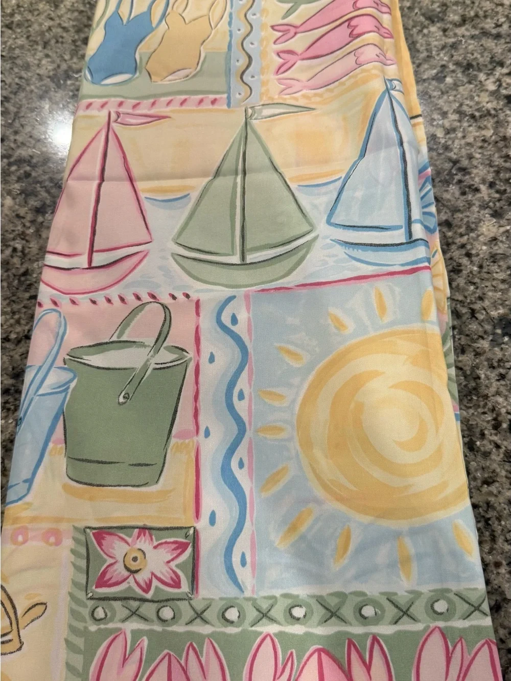 Coastal Print Shower Curtain - Pastel Multi